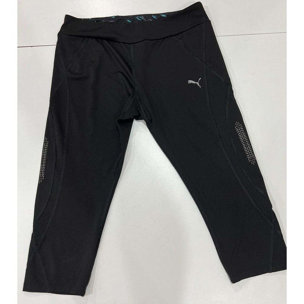 Puma Leggings Capri Cropped Athletic Lightweight Black 26x17 Unstretched